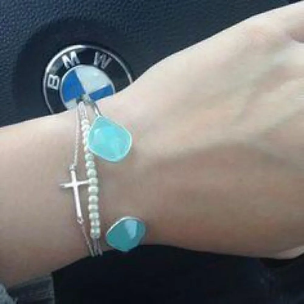 💜 Stella & Dot Aqua Serenity Stone Cuff Bracelet